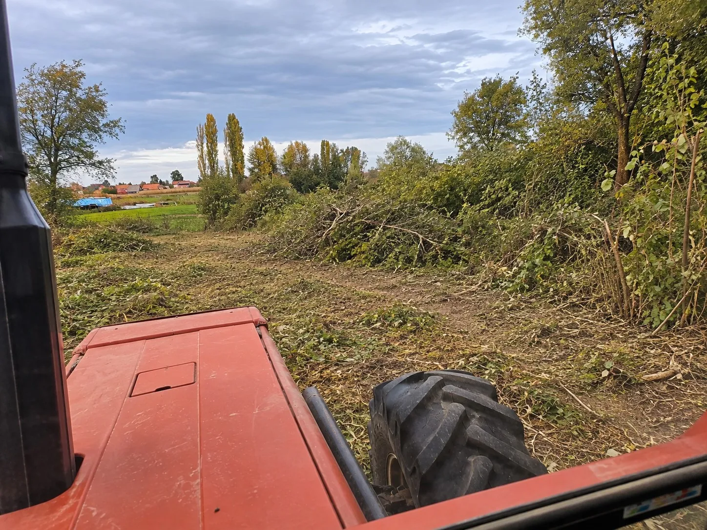 Očišćena parcela s hrpom granja za odvoz