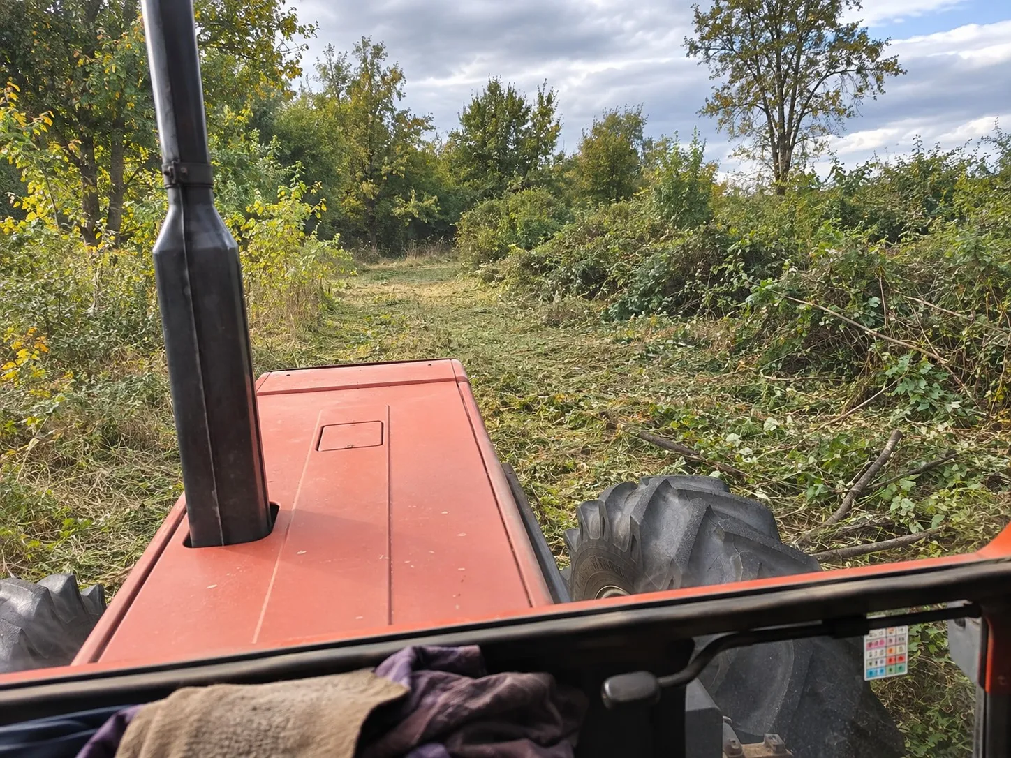 Malčirana traka kroz šikaru, pogled iz kabine